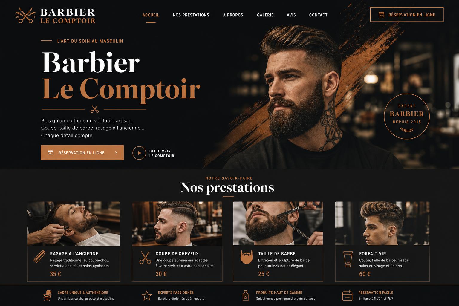 Site internet d'un barbier