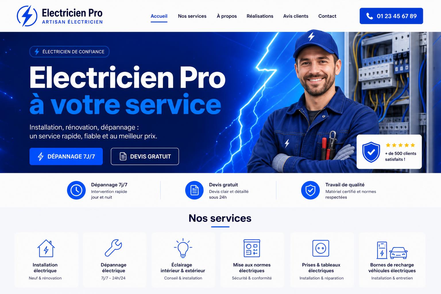 Site internet d'un électricien