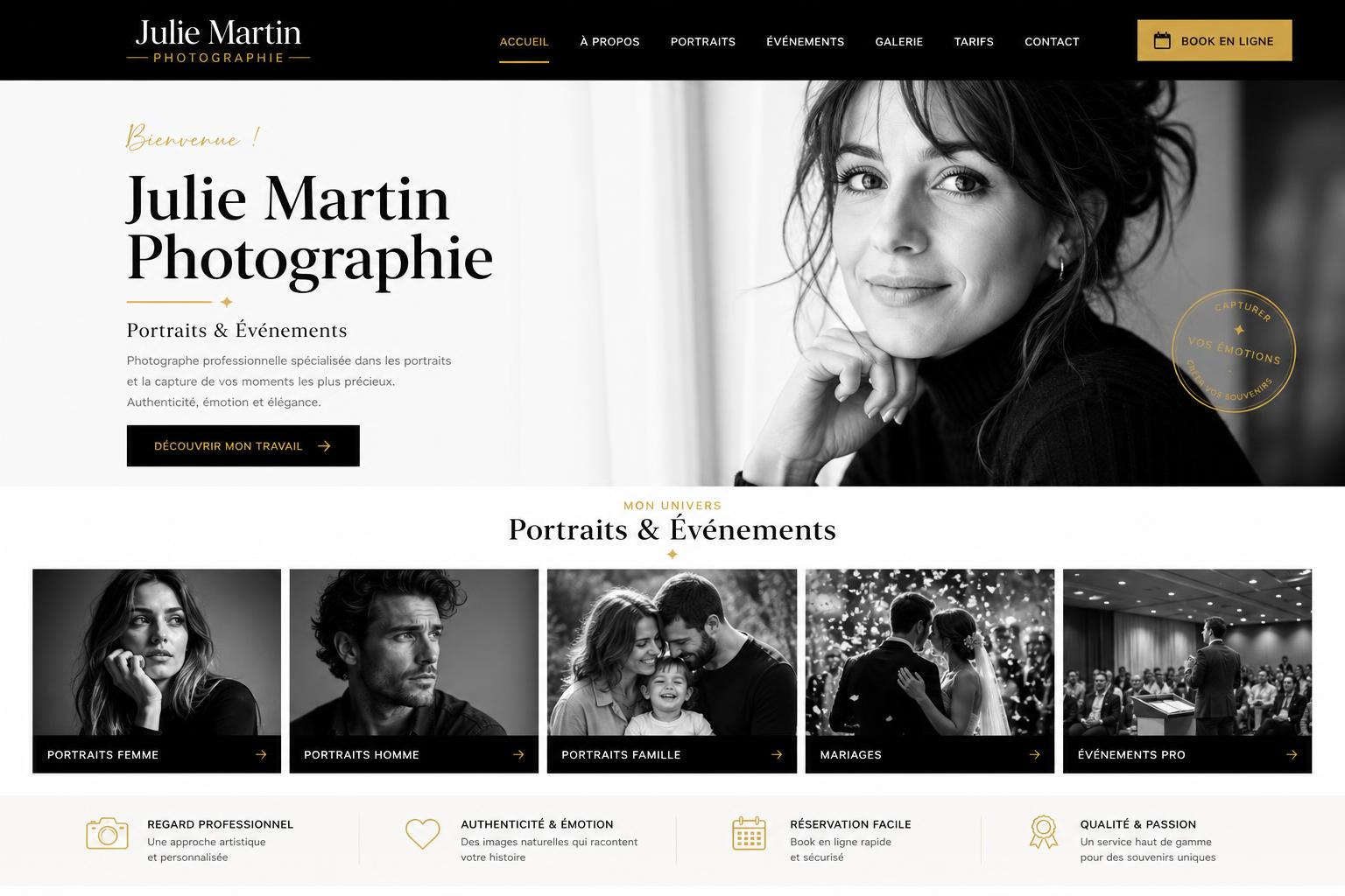 Site internet d'une photographe